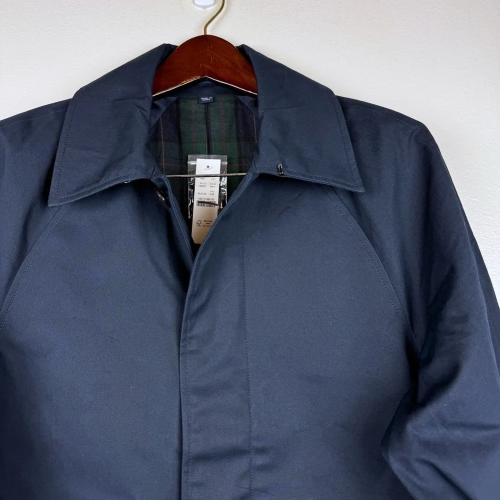 J. Crew Men's Rivington Car Coat Water-Resistant Cotton Twill Navy Size 34S NWT